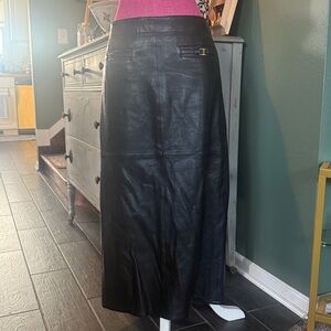 Coach Black Leather Maxi Skirt